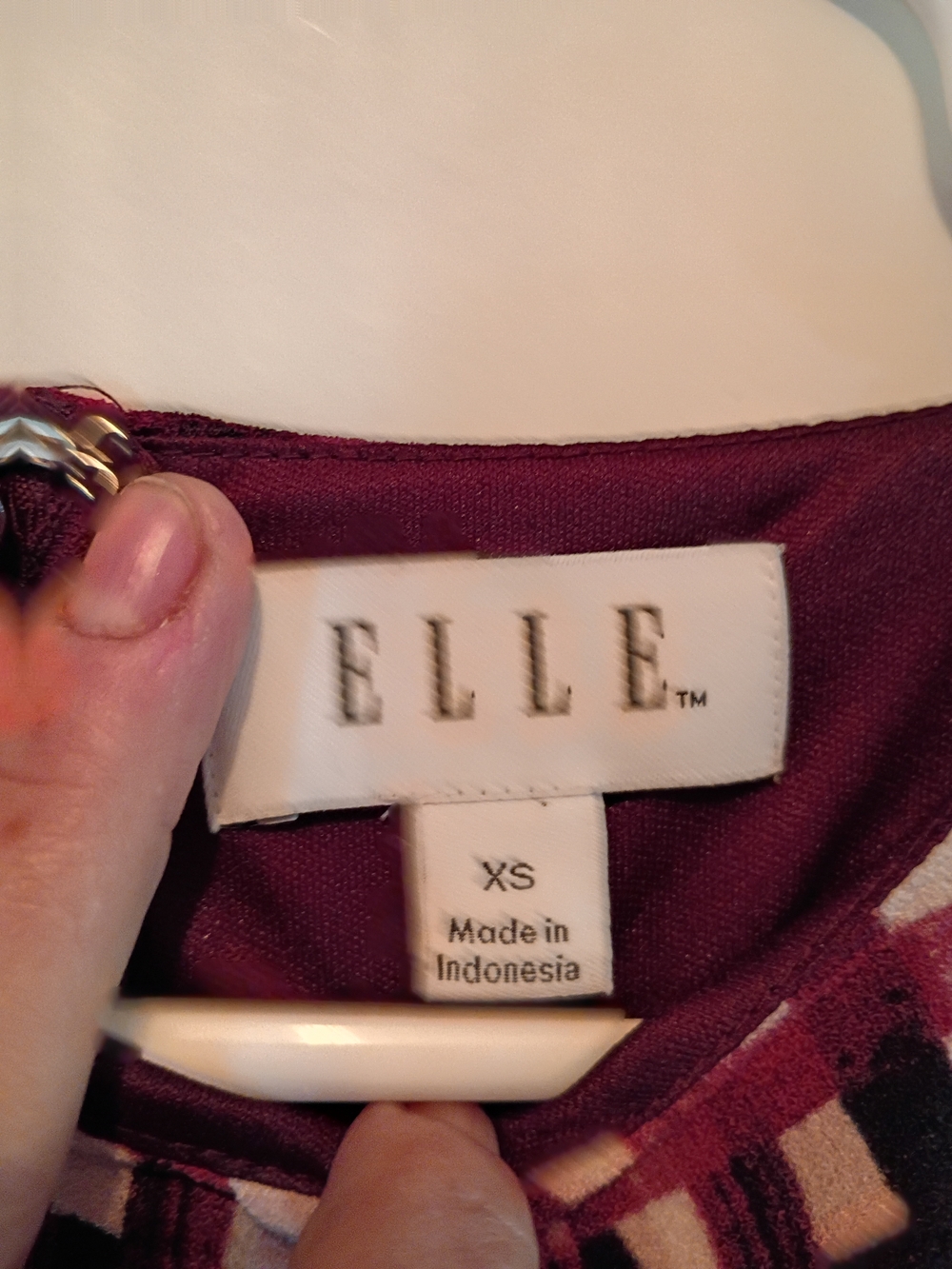 Elle Burgundy and Cream Plaid Midi Dress - Picture 4 of 6